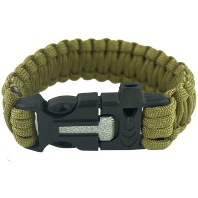 A.C.M. Survival náramek 4v1 Tan Píšťalka/křesadlo/nožík/paracord-23cm