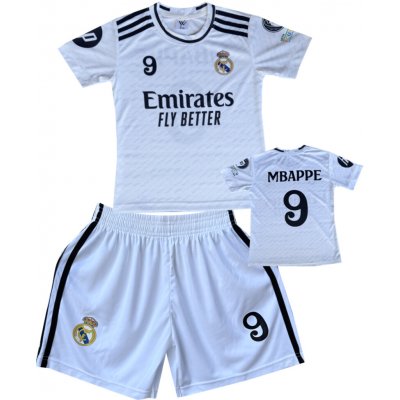 Numberoplus Premium dětský fotbalový dres Komplet Real Madrid Emirates Fly Better B1 Real Madrid CF Kylian Mbappe 9 – Zboží Dáma