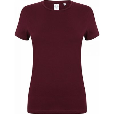 Skin Fit Women Dámské mírně prodloužené strečové triko Červená vínová