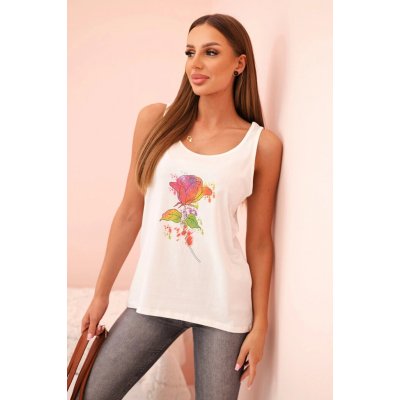 Kesi Dámská bavlněná halenka na ramínka s květinovým potiskem ecru Tělová – Zbozi.Blesk.cz