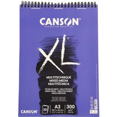Canson Skicák XL Mix Media na mokré techniky s kroužkovou vazbou 300g m2 30 listů A3 – Sleviste.cz