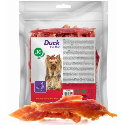 JK Animals Meat Snack 100 % Duck, 100% sušené kachní maso, masový pamlsek, 500 g