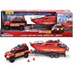 Majorette Autíčko hasičské s přívěsem a lodí Land Rover Fire Rescue kovové se zvukem a světlem 33,5 cm – Zboží Mobilmania