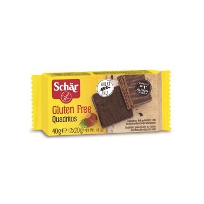 Schär Quadritos oplatky bez lepku v hořké čokoládě s kakaovou náplní 2x20 g – Zboží Dáma