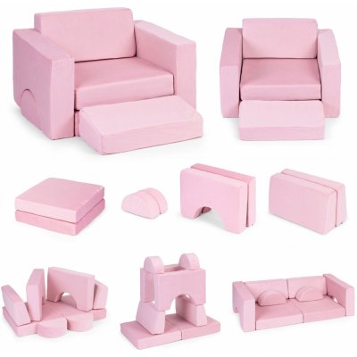 ECOTOYS Modulárne detské kreslo 8 mäkkých vankúšov skladacie rose – Zboží Dáma