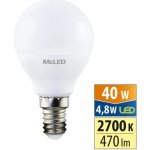 McLED LED žárovka E14 P45 4,8W 40W teplá bílá 2700K – Zboží Živě