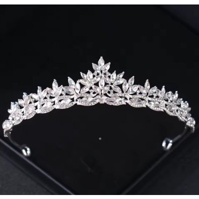 B-Top postříbřená korunka do vlasů s kulatými a slzovitými krystaly – Zboží Mobilmania