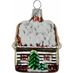 Ornex Vánoční ozdoba skleněný domeček hnědý 6 x 4,5 cm – Hledejceny.cz