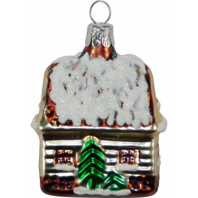 Ornex Vánoční ozdoba skleněný domeček hnědý 6 x 4,5 cm – Hledejceny.cz