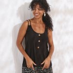 Jednobarevný top s knoflíčky černá – Hledejceny.cz