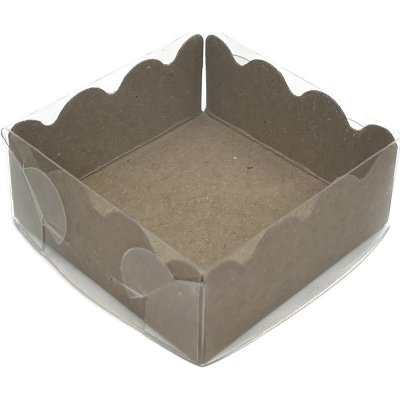 Krabička s průhledným víkem na 4 pralinky bílá a přírodní 6x6x2,5 cm – Hledejceny.cz