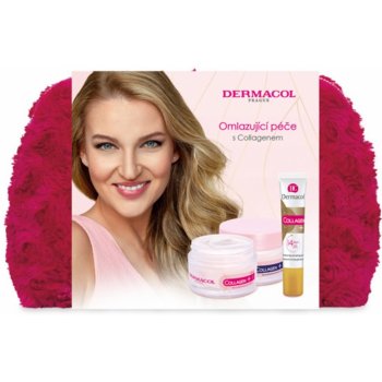 Dermacol Collagen Plus Intensive Rejuvenating intenzivní omlazující denní krém 50 ml + noční krém 50 ml + intenzivní omlazující pleťové sérum 12 ml + kosmetická taška, kosmetická sada pro ženy