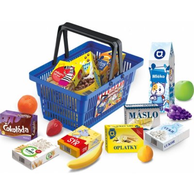 RAPPA MINI OBCHOD nákupní košík s doplňky a učením jak nakupovat modrý – Sleviste.cz