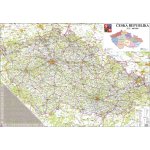 Česká republika silniční - magnetická nástěnná mapa 113 x 83 cm, lamino + stříbrný hliníkový rám – Sleviste.cz