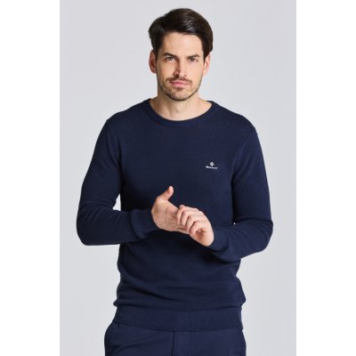 Gant Cotton Pique C-neck modrá – Zboží Mobilmania