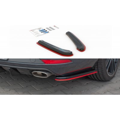 Maxton Design boční difuzory pod zadní nárazník ver.2 pro Seat Leon Cupra Mk3 Facelift, černý lesklý plast ABS s červenou linkou, ST (combi)
