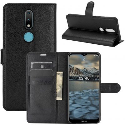 Litchi PU kožené peněženkové na mobil Nokia 2.4 - černé – Zboží Živě