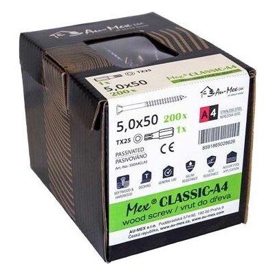 Mex Classic TX25, nerezová ocel A4, 200 ks/balení+bit Odstín: 5x60mm – Hledejceny.cz