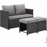 tectake 406475 2 v 1 ratanová zahradní sedací souprava monopoli, pohovka a lounge set - černá – Sleviste.cz