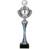 Pohár a trofej Kovový pohár s poklicí Stříbrno-modrý 29 cm 10 cm