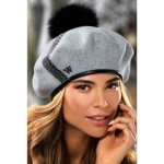 Krumlovanka Šedý zimní dámský baret s bambulí W-0683/866 – Hledejceny.cz