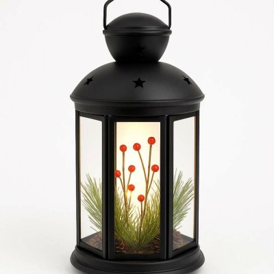 Emos DCLV15 LED dekorace vánoční lucerna se svíčkami černá 35,5 cm 3x C vnitřní vintage – Sleviste.cz