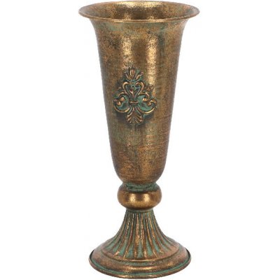 Váza AGED METAL, kov, zlatá/tyrkys patina, pr.13x28cm|Esschert Design – Hledejceny.cz