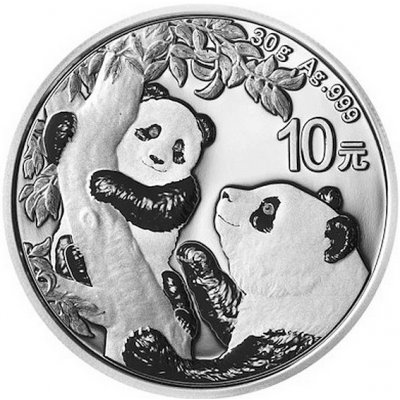 China Mint Shanghai Mint Stříbrná mince 10 Yuan China Panda 30 g