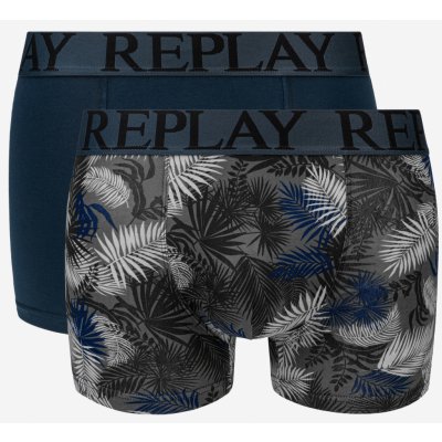 Replay boxerky Boxer Style 7 T/C Foliage 2Pcs Box Dark Blue/Black