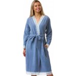 Dámský flísový župan pro plnoštíhlé modrošedá s krajkou - hřejivý 1Z1721 modrá – Sleviste.cz