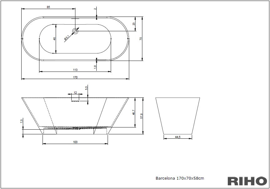 Riho BARCELONA 170 x 70 cm BS0500500000000