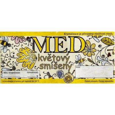 Etiketa na med samolepící - KVĚTOVÝ SMÍŠENÝ s kresbou – Hledejceny.cz