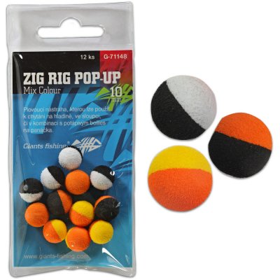 Giants Fishing Pěnové plovoucí boilies Zig Rig Pop-Up 10mm Mix colour 12ks