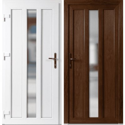 OknaDvereNaMiru.cz Vchodové plastové dveře SLOUPKOVÉ Magnus Zlatý dub / Bílá 105 x 205 cm – Sleviste.cz