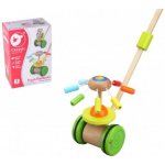 Teddies strkadlo kolotoč tlačící duhový dřevo 50cm na kolečkách s tyčkou v krabici 20x29x14cm – Zbozi.Blesk.cz