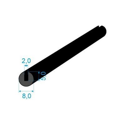 1468082 Pryžový profil kruhový, průměr 8mm, drážka 2mm, 70°Sh, EPDM, -40°C/+100° – Zbozi.Blesk.cz