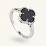 SilveAmo stříbrný prsten Onyxový čtyřlístek KK2O1024 – Hledejceny.cz