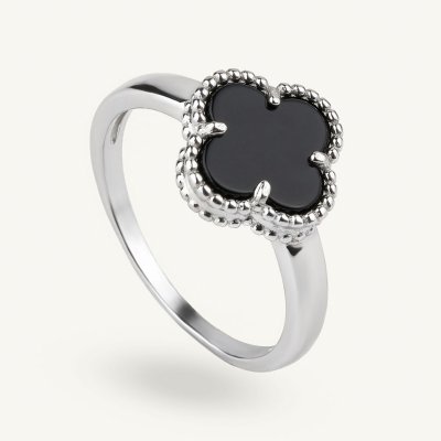 SilveAmo stříbrný prsten Onyxový čtyřlístek KK2O1024 – Hledejceny.cz