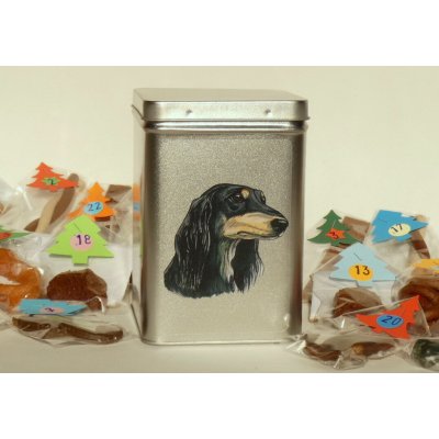 Kerásek Adventní kalendář pro psy v dóze se saluki 33 ks pamlsků 550 g – Sleviste.cz