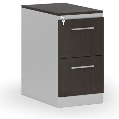 Primo Kovová zásuvková kartotéka s dřevěnými čely A4 2 zásuvky šedá/wenge – Zboží Dáma