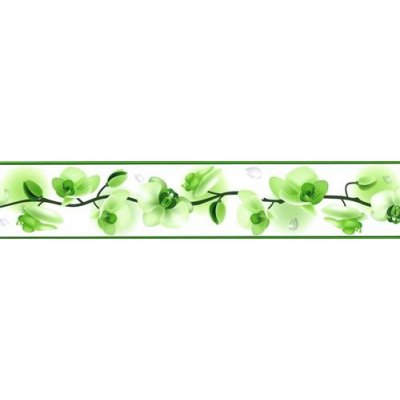 IMPOL TRADE D 58-030-2 Samolepící bordura květy orchidejí zelené, rozměr 5 m x 5,8 cm – Zboží Dáma