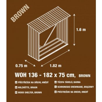 G21 Přístřešek na dřevo WOH 136 - 182 x 75 cm hnědý