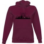 Dámká mikina s kapucí s potiskem dámská mikina s motivem hor dámské Vínová – Zboží Dáma