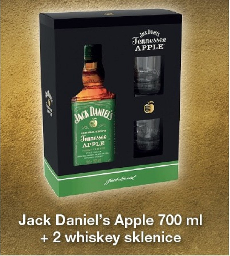 Jack Daniel\'s Apple 35% 0,7 l (dárkové balení 2 sklenice)