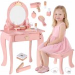 Tomido Toaletka Královská Dřevěná se zrcadlem + židlička + doplňky – Hledejceny.cz