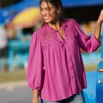 Kreponová halenka s macramé a 7/8 rukávy indická růžová – Hledejceny.cz