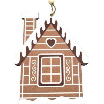 Závěs dřevo domeček perník bílá a hnědá 12,4x15 cm – Hledejceny.cz