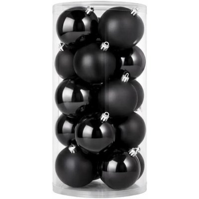 DECOLED Sada vánočních ozdob černá 8 cm plastové koule, 12× mat, 12× lesk, sada 24 baněk – Zboží Dáma