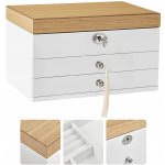 Vasagle šperkovnice s dřevěným víkem bílá – Zbozi.Blesk.cz