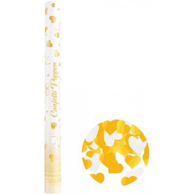 Konfety vystřelovací bílá a zlatá srdíčka 60 cm – Hledejceny.cz